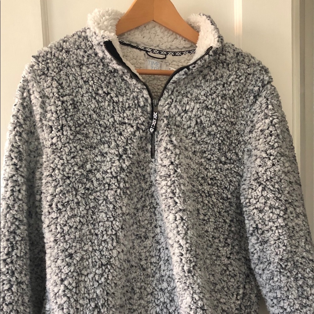 Gray and White Sherpa Pullover